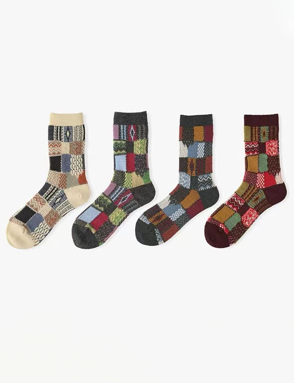 Cotton Plaid Mid-Calf Socks - DippedShop Wholesale - #7203