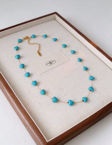 Boho Style Heart Turquoise Choker Necklace 6W6JNC967