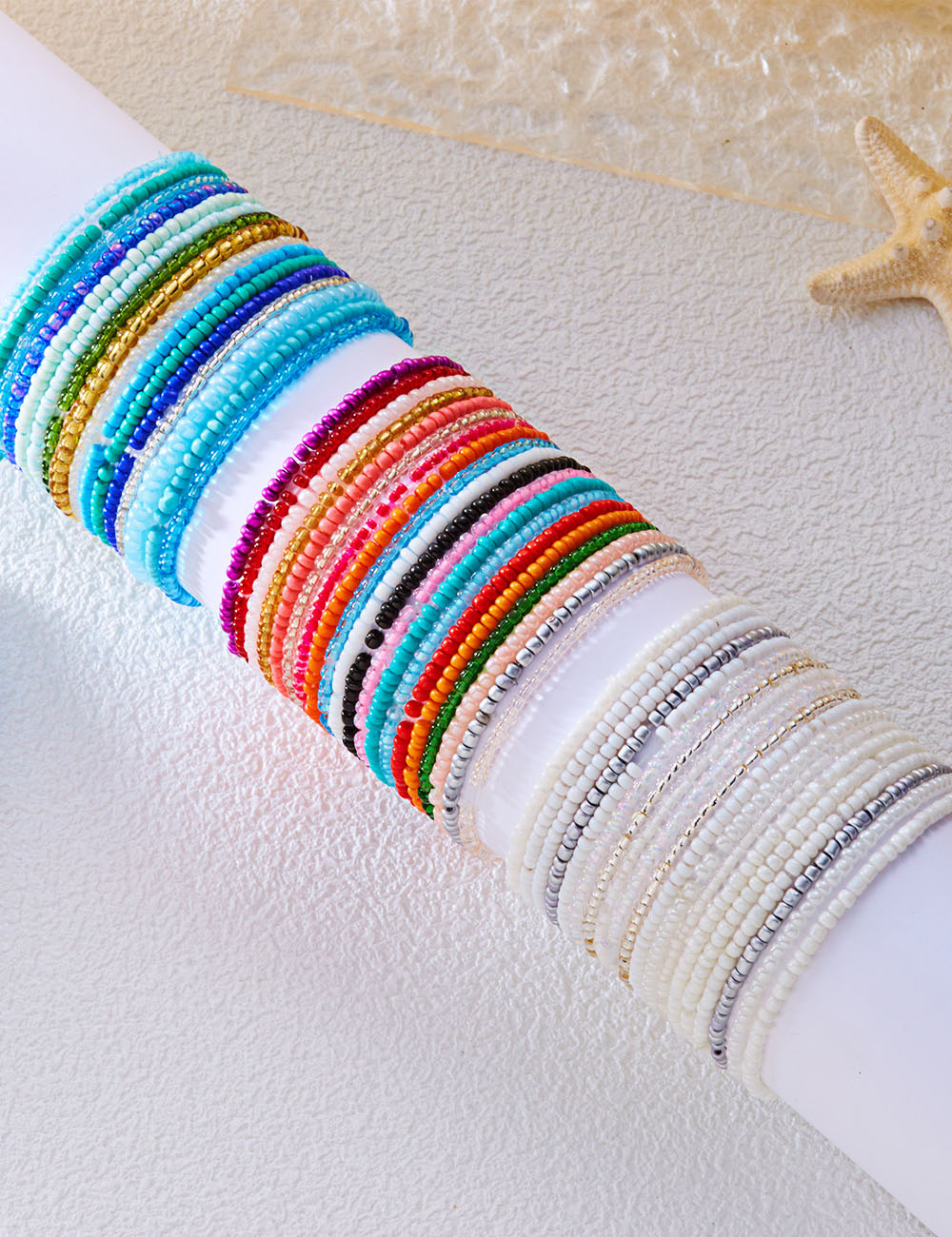 Fashion Color Block Multi-Layer Bead Bracelet Set 6W6JBR506