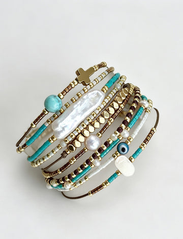 Retro Natural Stones Pearl Adjustable Bracelets 6W6JBR477