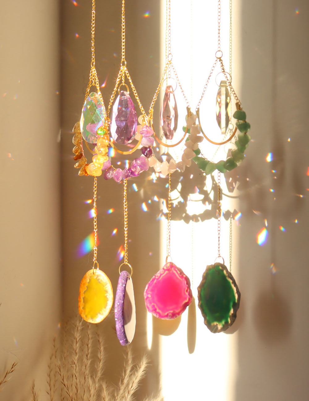 Natural Stones Purple Crystal Moon Wrap Suncatchers MK2CZAS6H7HLS74