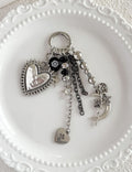 Stylish Beaded Heart Pendant Keychain Bag Charm 6W10BBC386