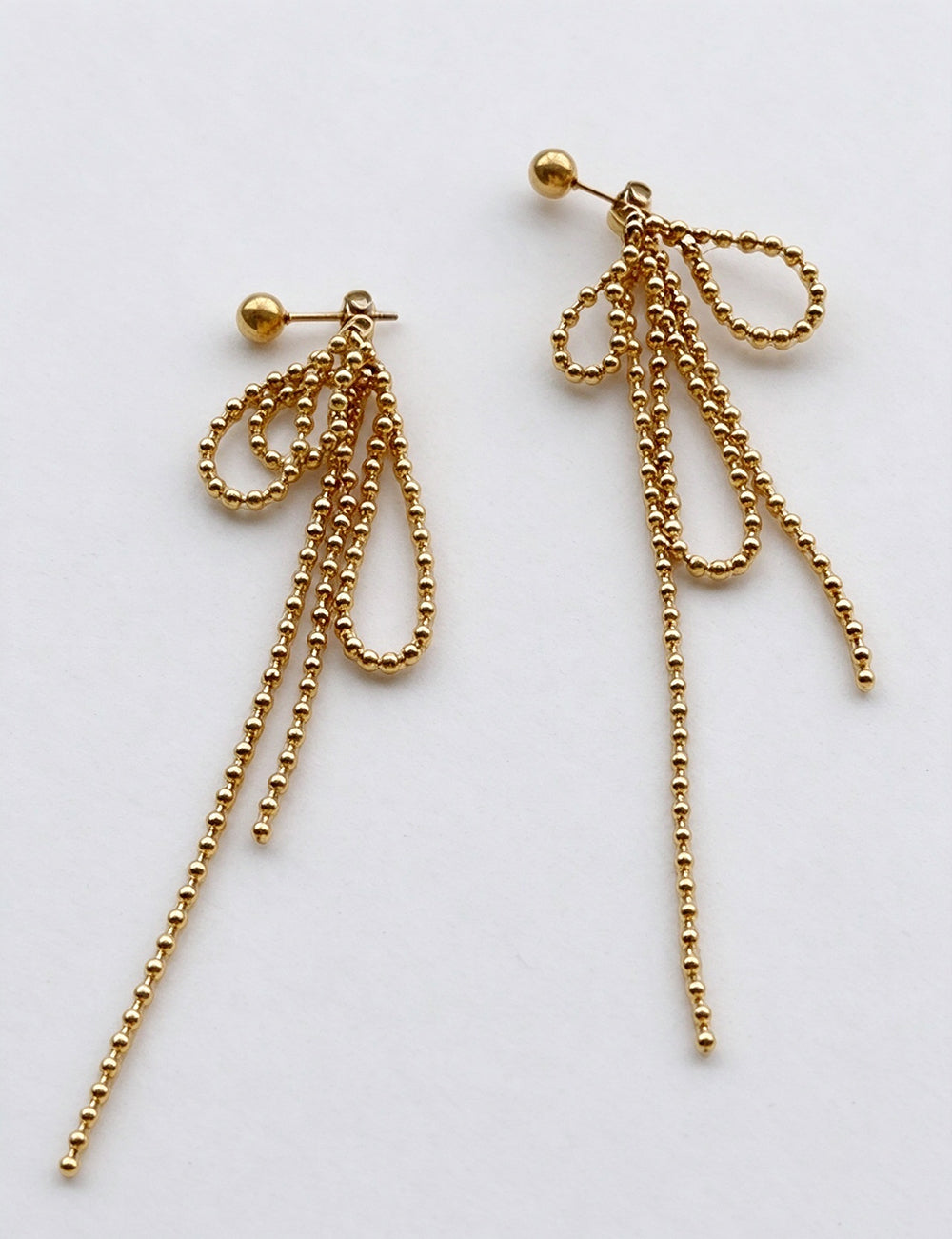 Bowknot Beaded Tassel Earrings - DippedShop Wholesale - #9795