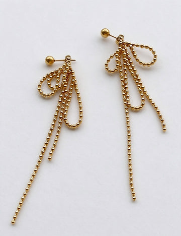 Bowknot Beaded Tassel Earrings - DippedShop Wholesale - #9795