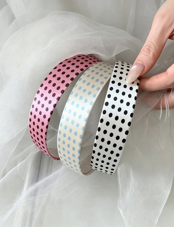 Vintage Satin Polka Dot Wide Headband 6W6HBD367