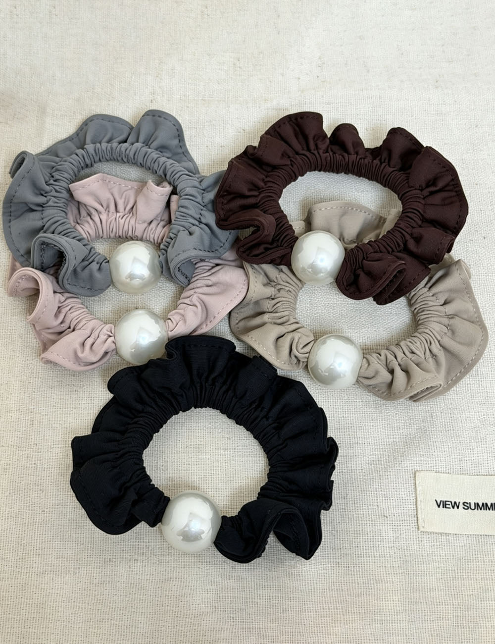 Minimalist Solid Color Pearl Elastic Scrunchies 6W6HSR380
