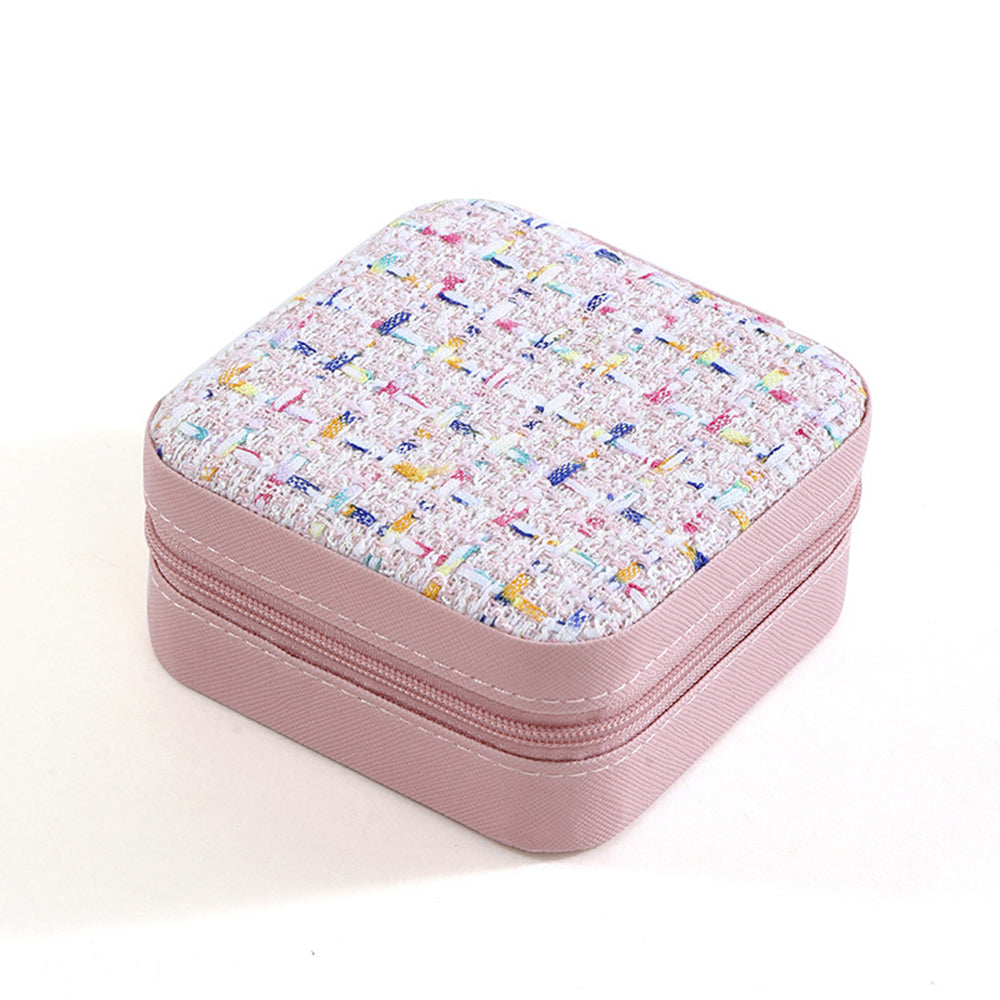 Square Tweed Mini Travel Jewelry Box 6W5CO363