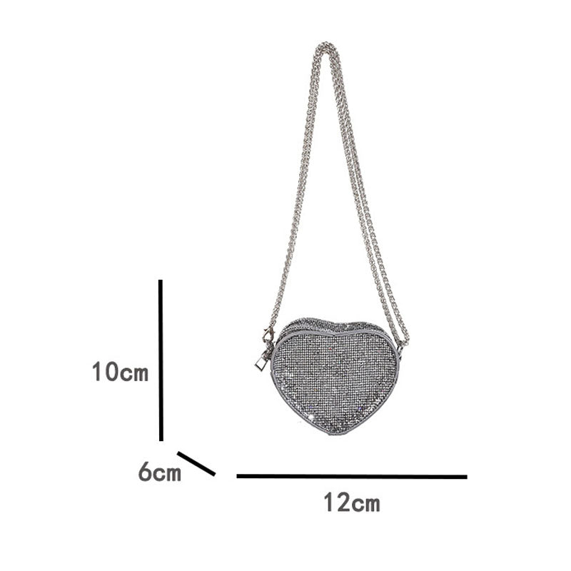 Sparkly Rhonestone Heart Shape Purse Crossboay Bag 6W10BBG1735