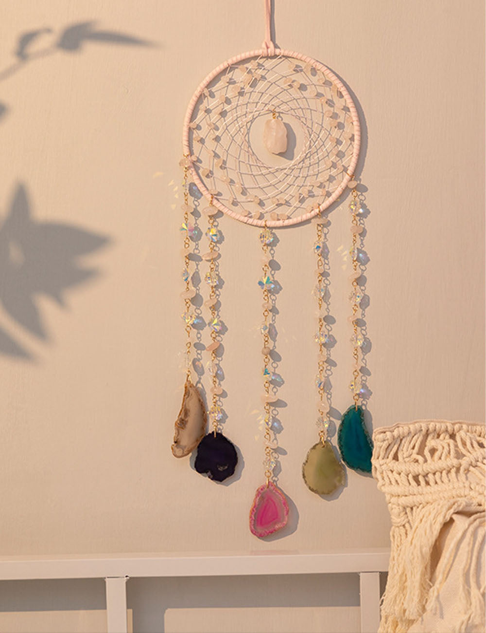 Natural Stones Geometric Crystal Chain Hanging Suncatchers MK2CZAS6H7HLS85