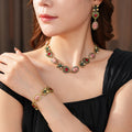 Retro Rhinestones Floral Heart Chain Necklace 6W6JNC920