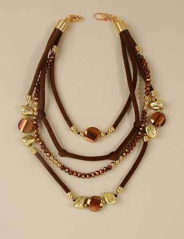 Vintage Multi Layer Beaded Rope Braided Necklace 6W6JNC661