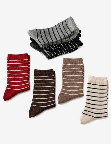 Winter Color Contrast Striped Warm Scrunch Socks 6W8FSO677