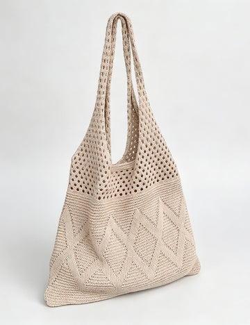 Trendy Solid Color Hollow Knit Shoulder Bag 6W10BBG1768