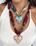 Trendy Chunky Heart Pendant Scarf Necklace 6W6JNC1005