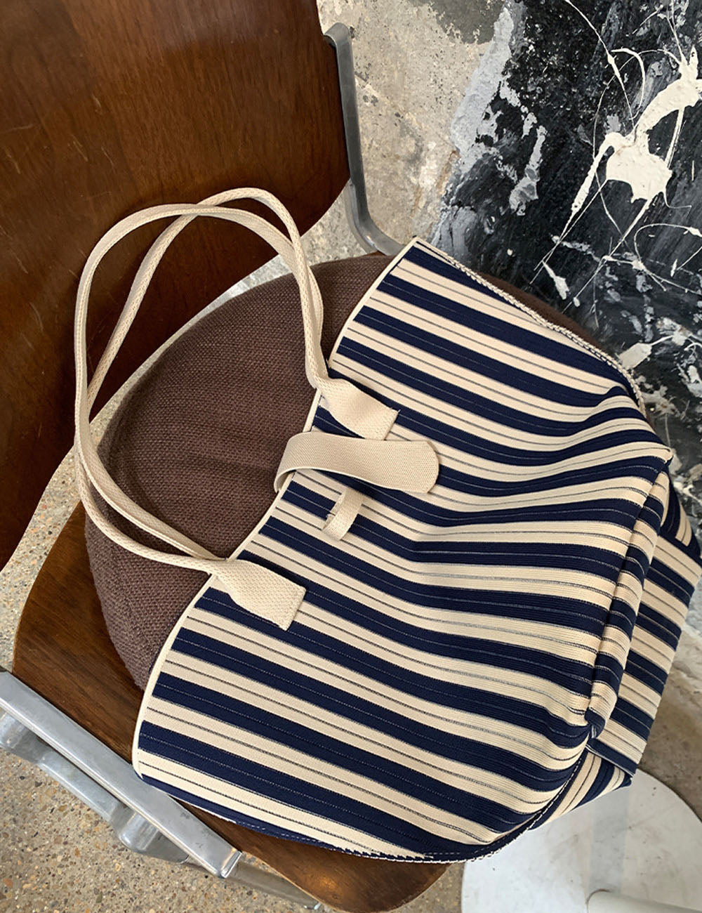Large Striped Tote Bag - DippedShop Wholesale - #5251