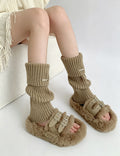 Trendy Metal Accent Ribbed Calf Warmer Socks 6W8FSO876