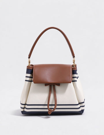 Trendy Striped Color Block Commuter Backpack 6W10BBG2417