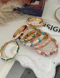 Chunky Colorful Enamel Gold Plated Bangle Bracelet 6W6JBR608