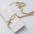 Trendy Rhinestone Cross Pendant Bead Chain Necklace 6W6JNC1011