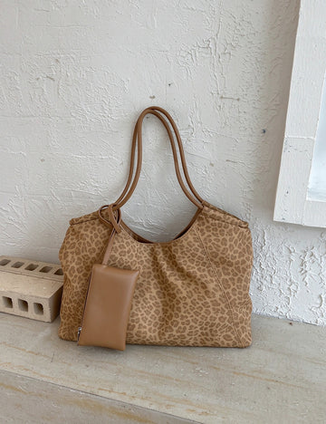 Retro Leopard Print Shopping Tote Bag 6W10BBG2483
