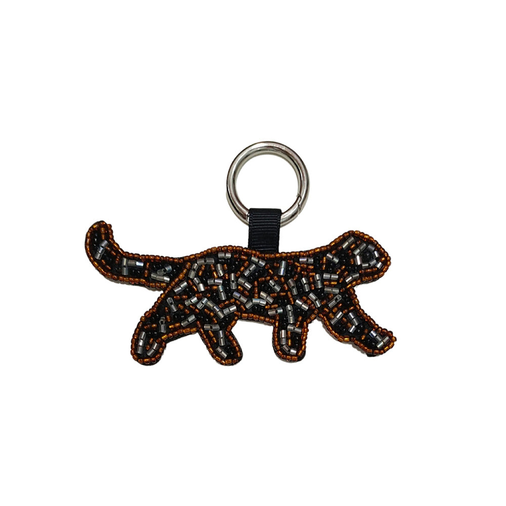 Vintage Handmade Beaded Patch Deer Pendant Keychain 6W10BBC819
