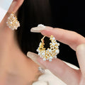 Vintage Hollow Out Pearl Cluster Hoop Earrings 6W6JER716