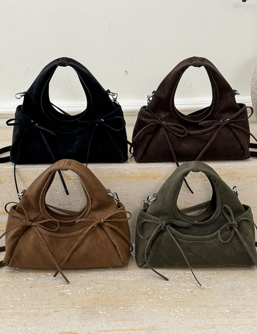 Retro Bowknot Solid Color Dumpling Habdbag 6W10BBG1865
