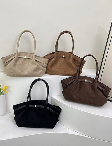 Casual Suede Large Capacity Ruched Tote Bag 6W10BBG1868