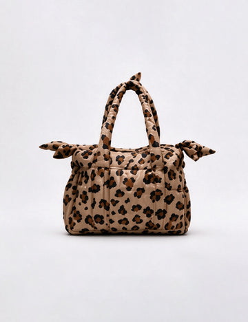 Leopard Print Puffer Lightweight Padded Tote Bag 6W10BBG2403