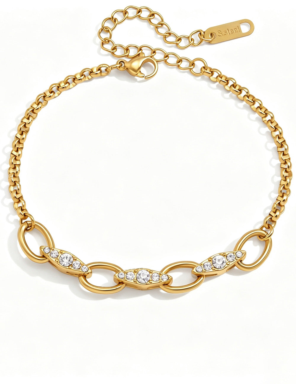 Cubic Zirconia Chain Bracelet - DippedShop Wholesale - #0563