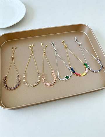 Chic Gold Plated Colorful Zircon Adjustable Bracelet 6W6JBR718