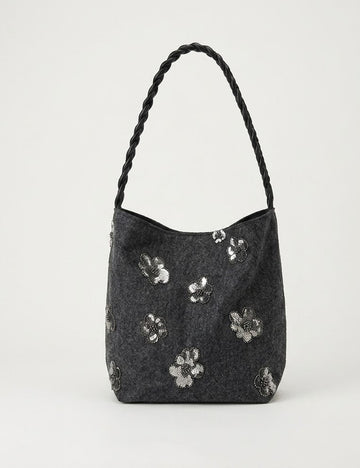 Vintage Floral Sequin Canvas Bucket Bag 6W10BBG1397