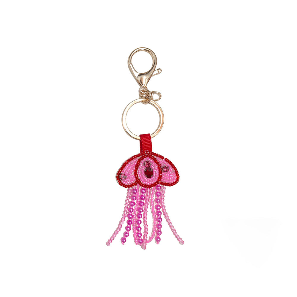 Stylish Rhinestones Beaded Jellyfish Pendant Bag Charm 6W10BBC812