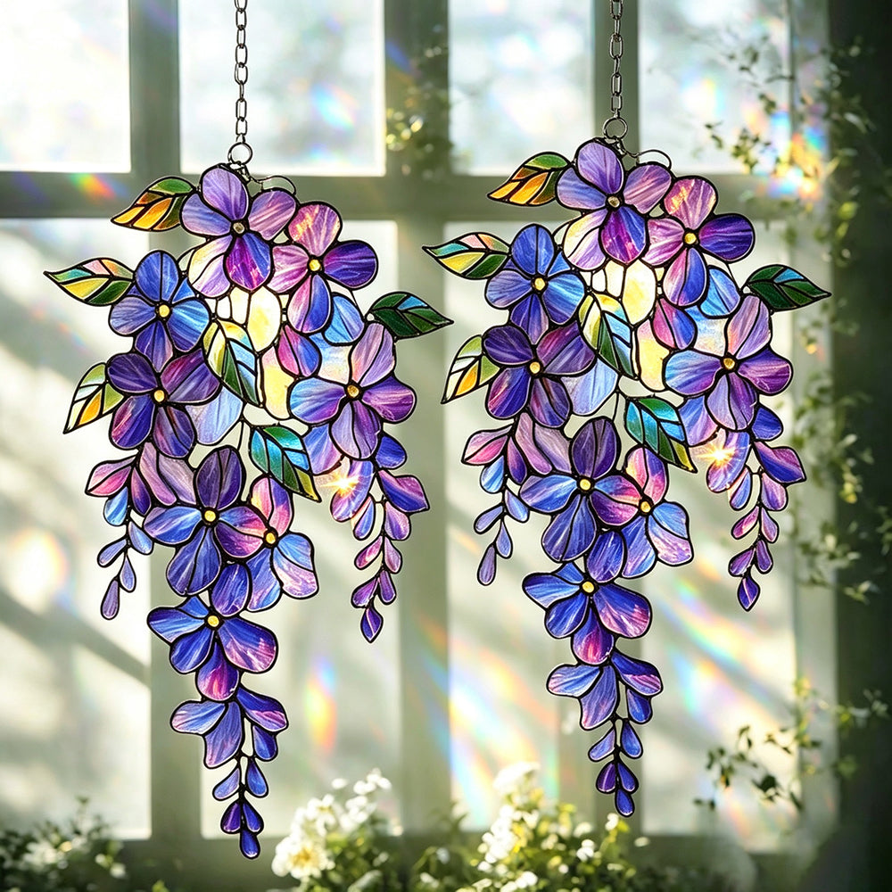 Wisteria Flower Stained Glass Window Hanging Suncatcher 6H7HLS194