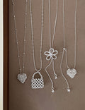 Simple Flower Heart Pendant Chain Necklace 6W6JNC439