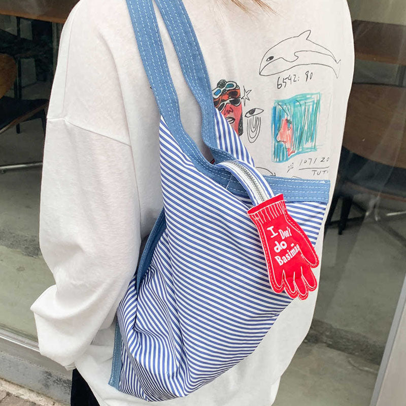 Simple Striped Large Capacity Tote Shoulder Bag 6S10BBG1466