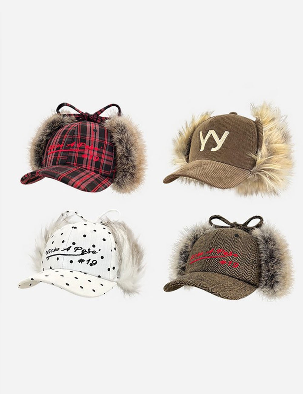 Embroidered Faux Fur Baseball Cap - DippedShop Wholesale - #6691