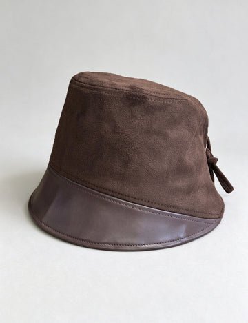 Leather Patchwork Bucket Hat - DippedShop Wholesale - #0547