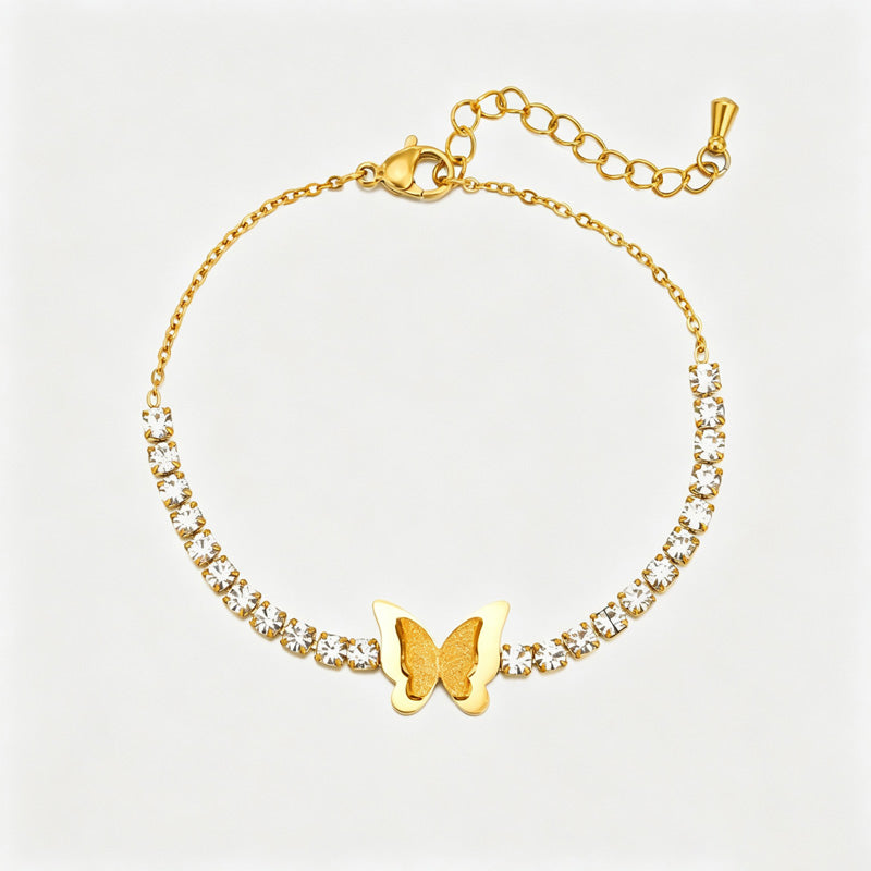 Stylish Rhinestone Four-Leaf Clover Chain Bracelet 6W6JBR518