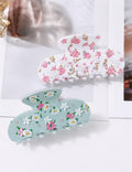 Fresh Rhinestone Floral Print Acetate Hair Claw 6W6HCP1299