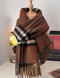 Reversible Plaid Tassel Shawl Scarf - DippedShop Wholesale - #3347