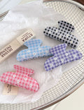 Cute Rhinestone Flower Plaid Acetate Hair Claw 6W6HCP1277
