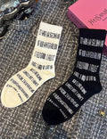 Casual Black White Letter Print Crew Socks 6W8FSO708