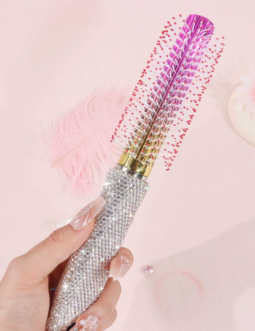 Sparkly Rhinestone Round Barrel Hair Brush 6C5CB159