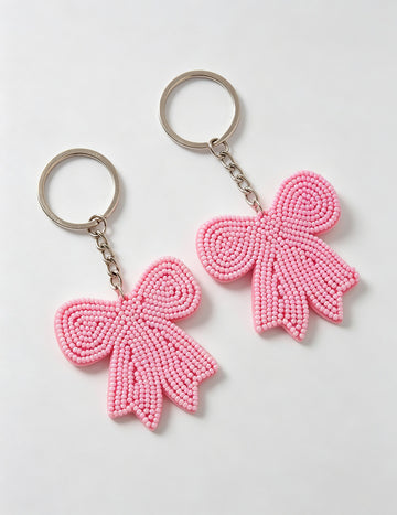 Minimalist Solid Color Beads Bowknot Bag Charm 6W10BBC752