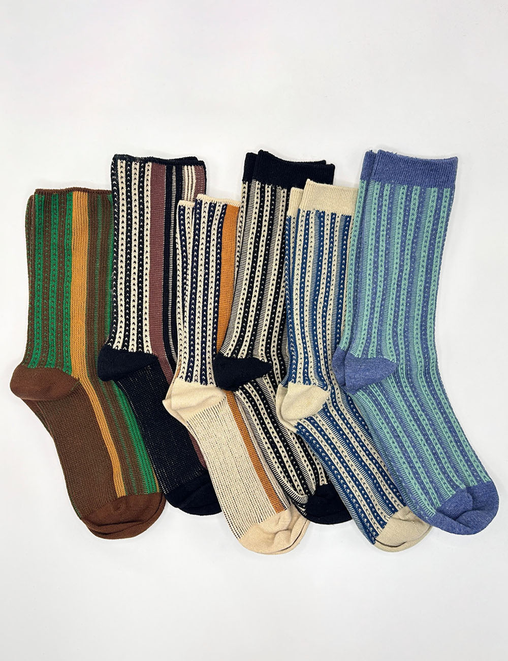 Striped Cotton Crew Socks - DippedShop Wholesale - #2099