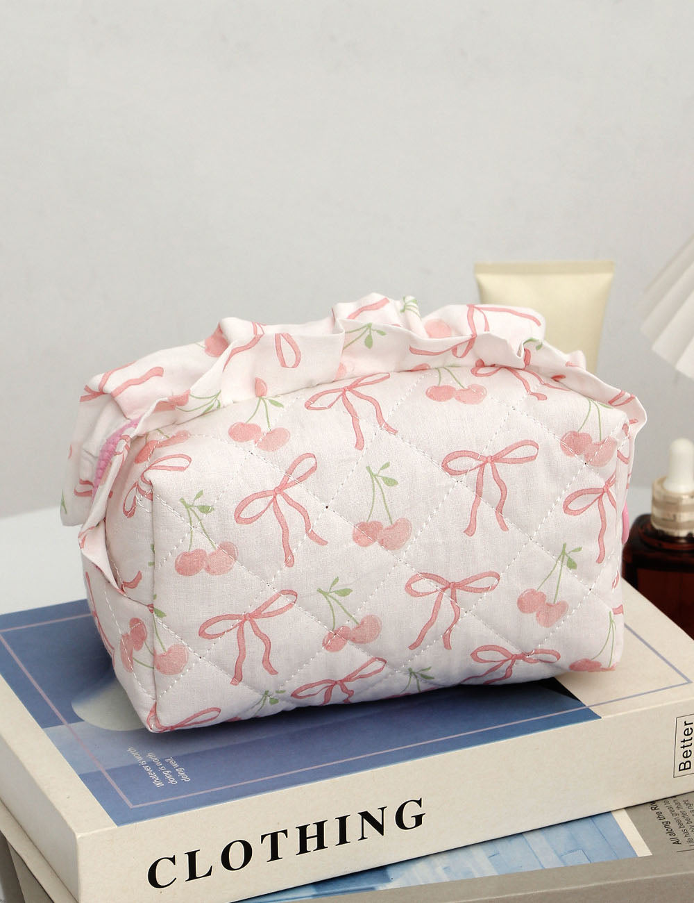 Bowknot Floral Ruffled Cosmetic Bag - DippedShop Wholesale - #2579