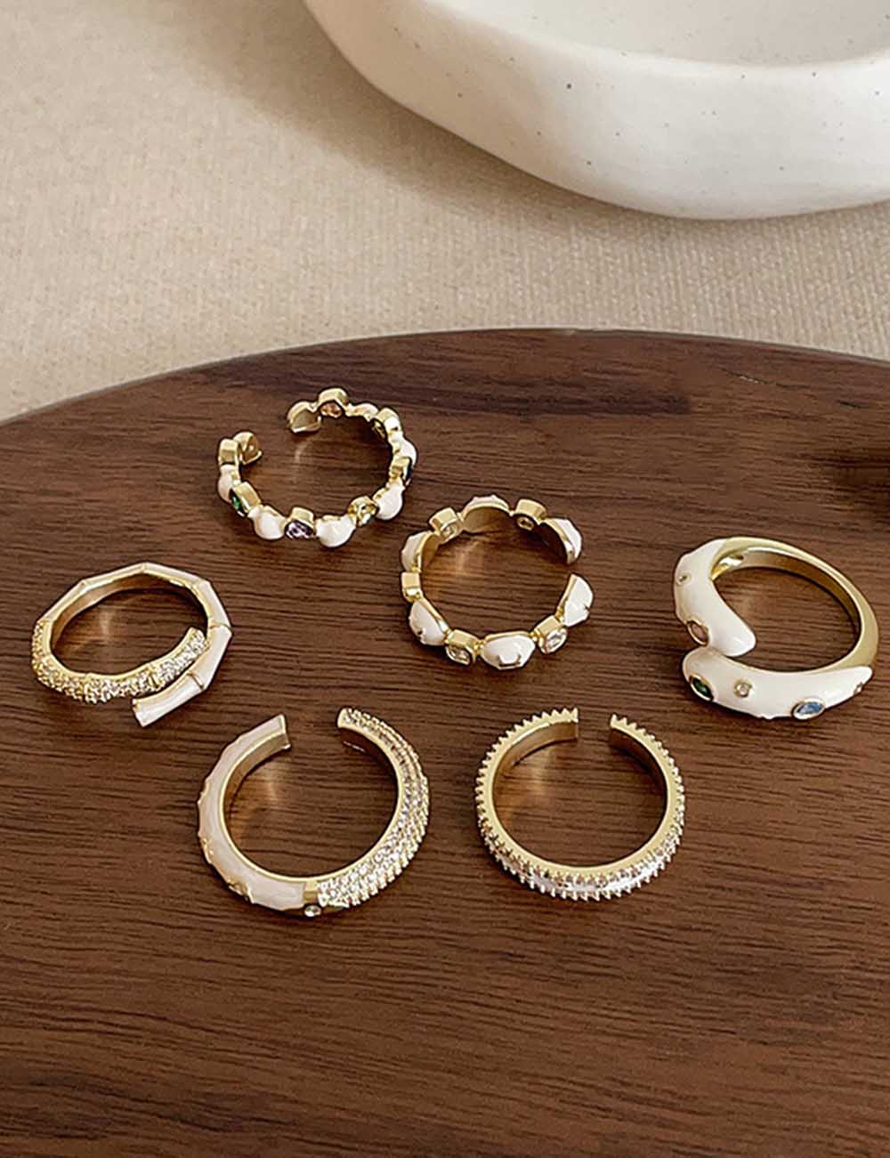 Colorful Rhinestone Open Rings - DippedShop Wholesale - #3187
