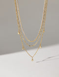 Gold Plated Rhinestone Layered Necklace - DippedShop Wholesale - #4259