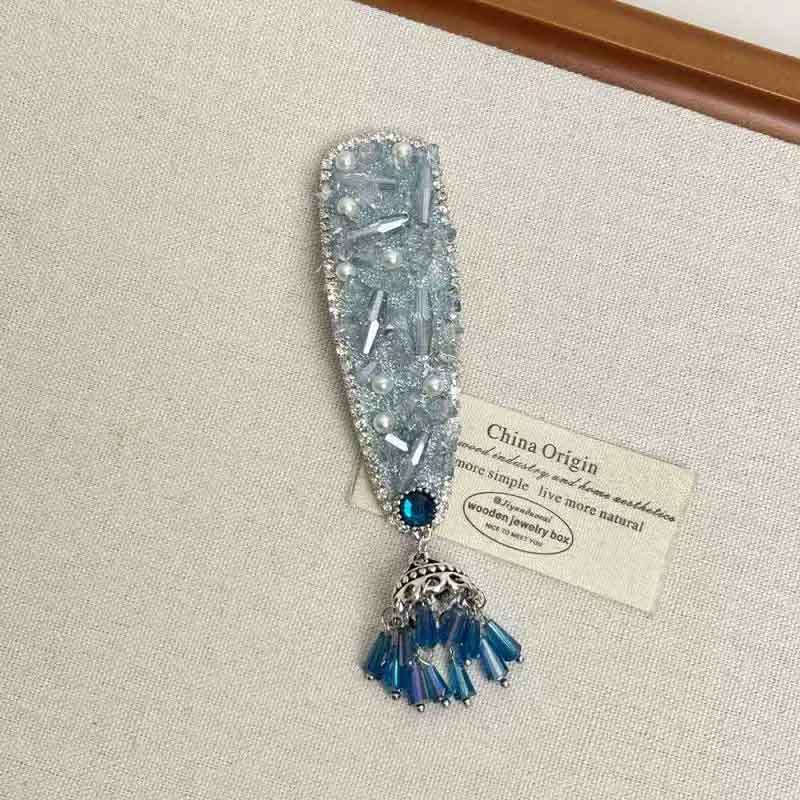 Elegant Crystal Pearl  Rhinestone Tassel Hair Clip DP25E403
